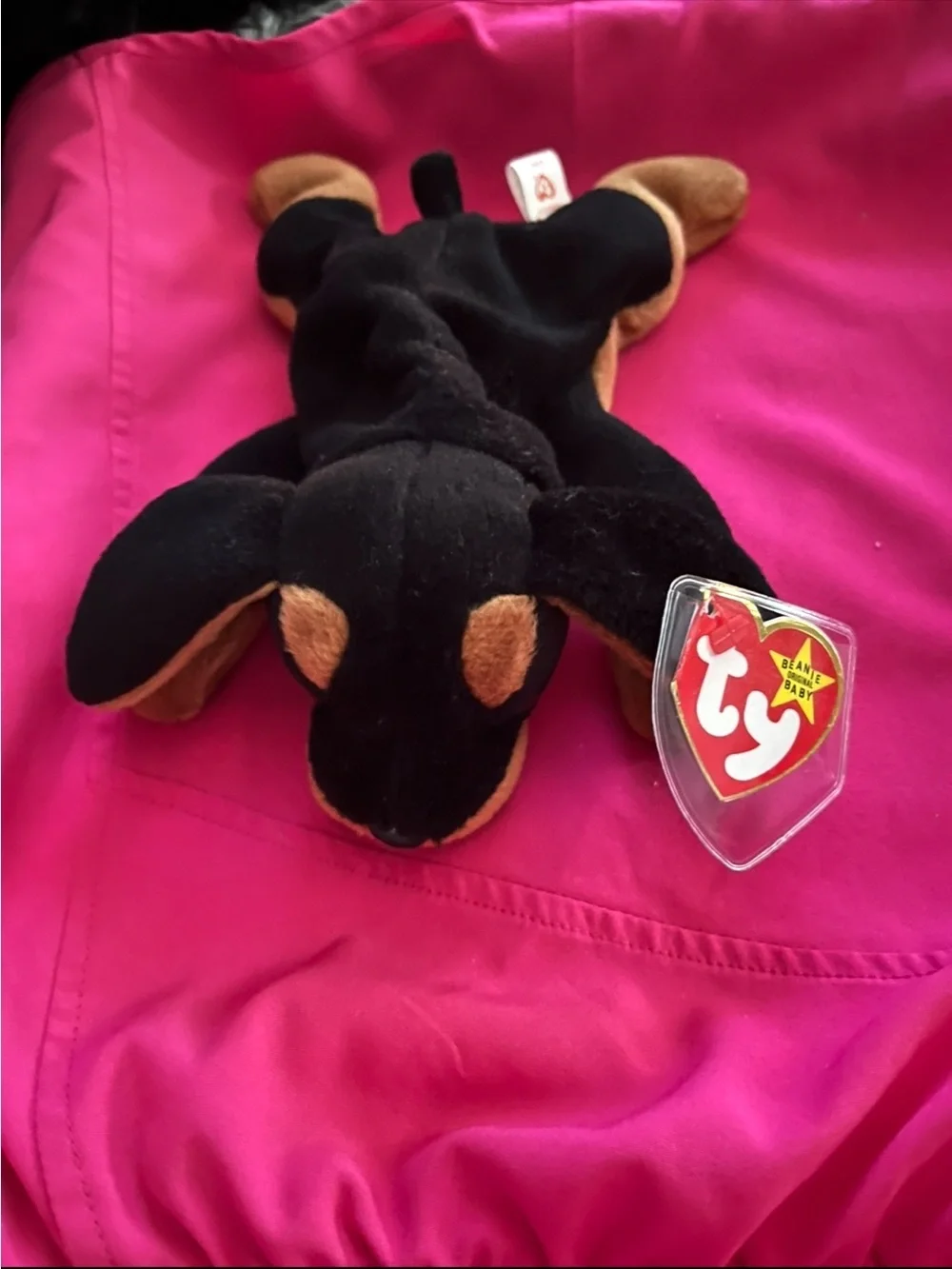 TY Beanie Baby DOBY the Doberman Dog (8 inch) MWMT Vintage Retired Plush Toy)